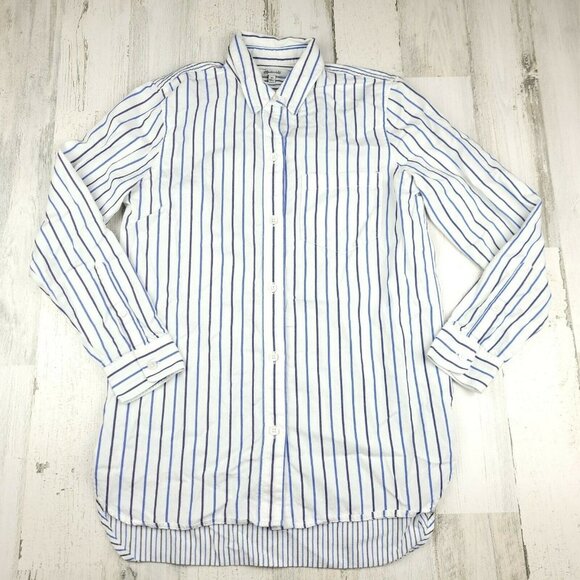 Madewell Tops - Madewell Women Blue/White Striped Long Sleeve Regular Fit Button Down Shirt XS